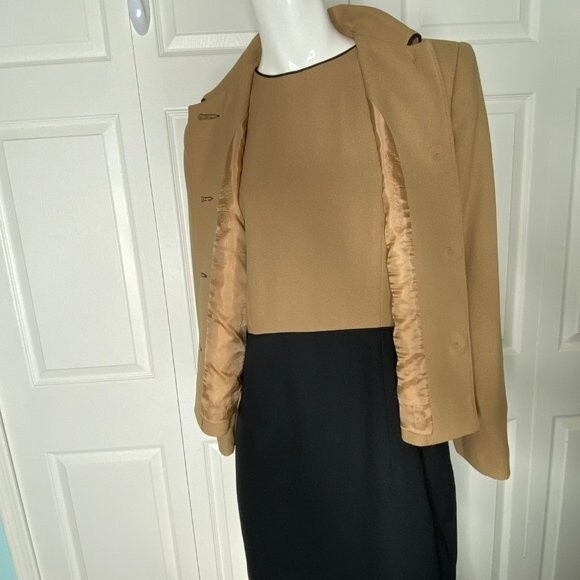 Henry Lee Womens Vintage 80's Tan Dress & Blazer Classy Sz 6 EUC! - Picture 4 of 14